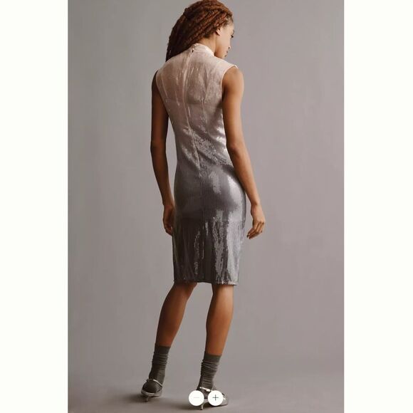 Anthropologie Cap-Sleeve Mock-Neck Slim Midi Dress - Picture 3 of 4